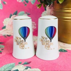Vintage 1983 New Orleans State Fair Salt and Pepper Shakers Set Hot Air Balloon